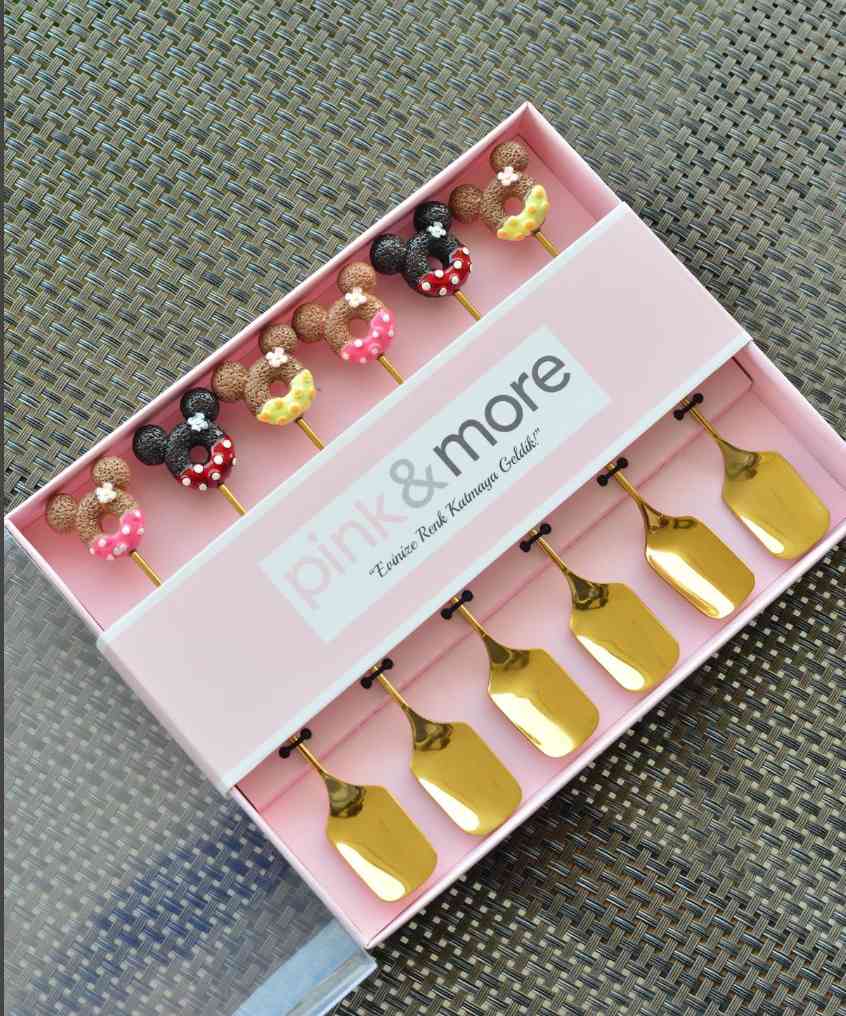 Lot de 6 cuillères à café mignonnes en acier inoxydable — vue 3