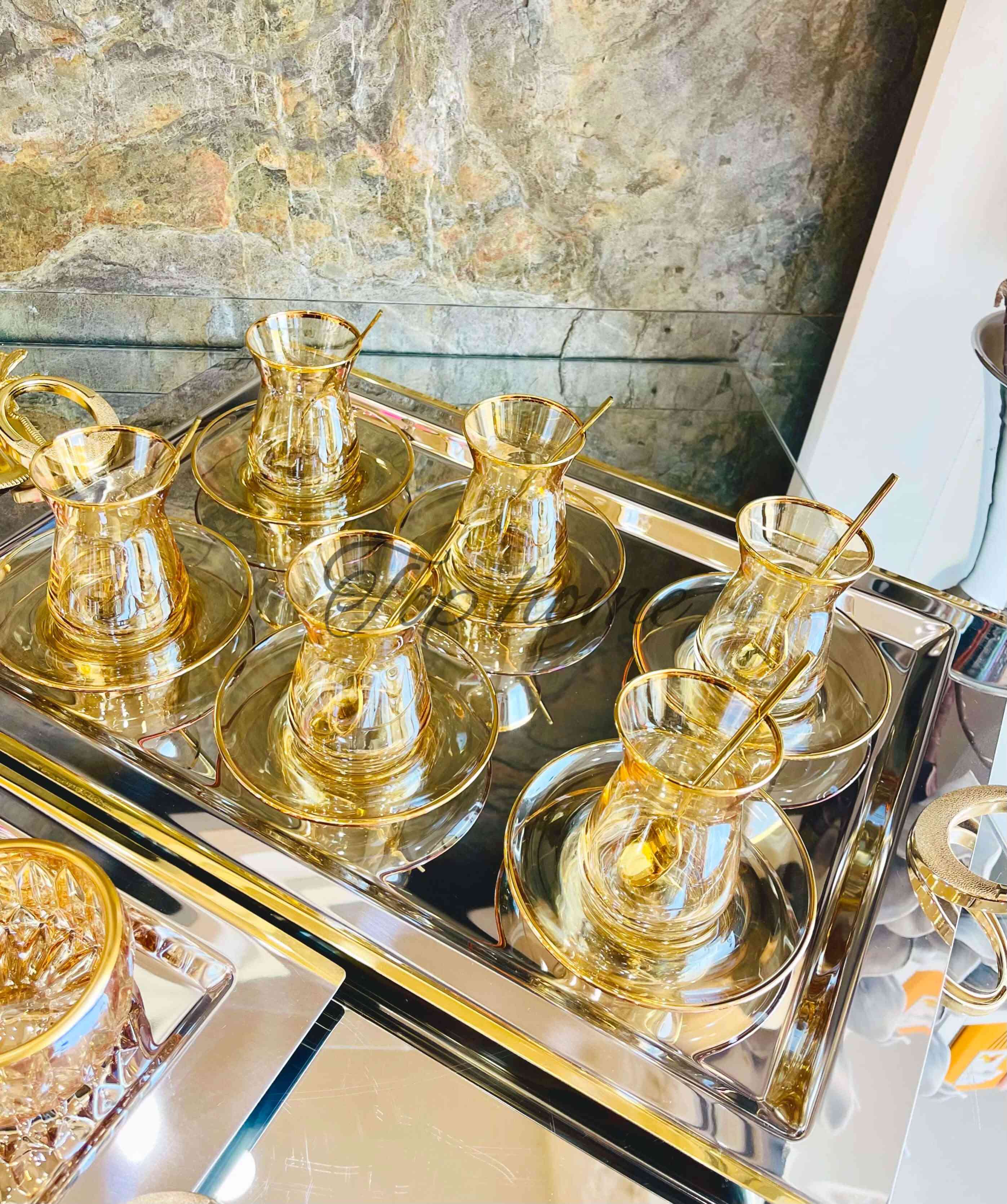 Service à Thé en Verre 12 pièces Doré — vue 2
