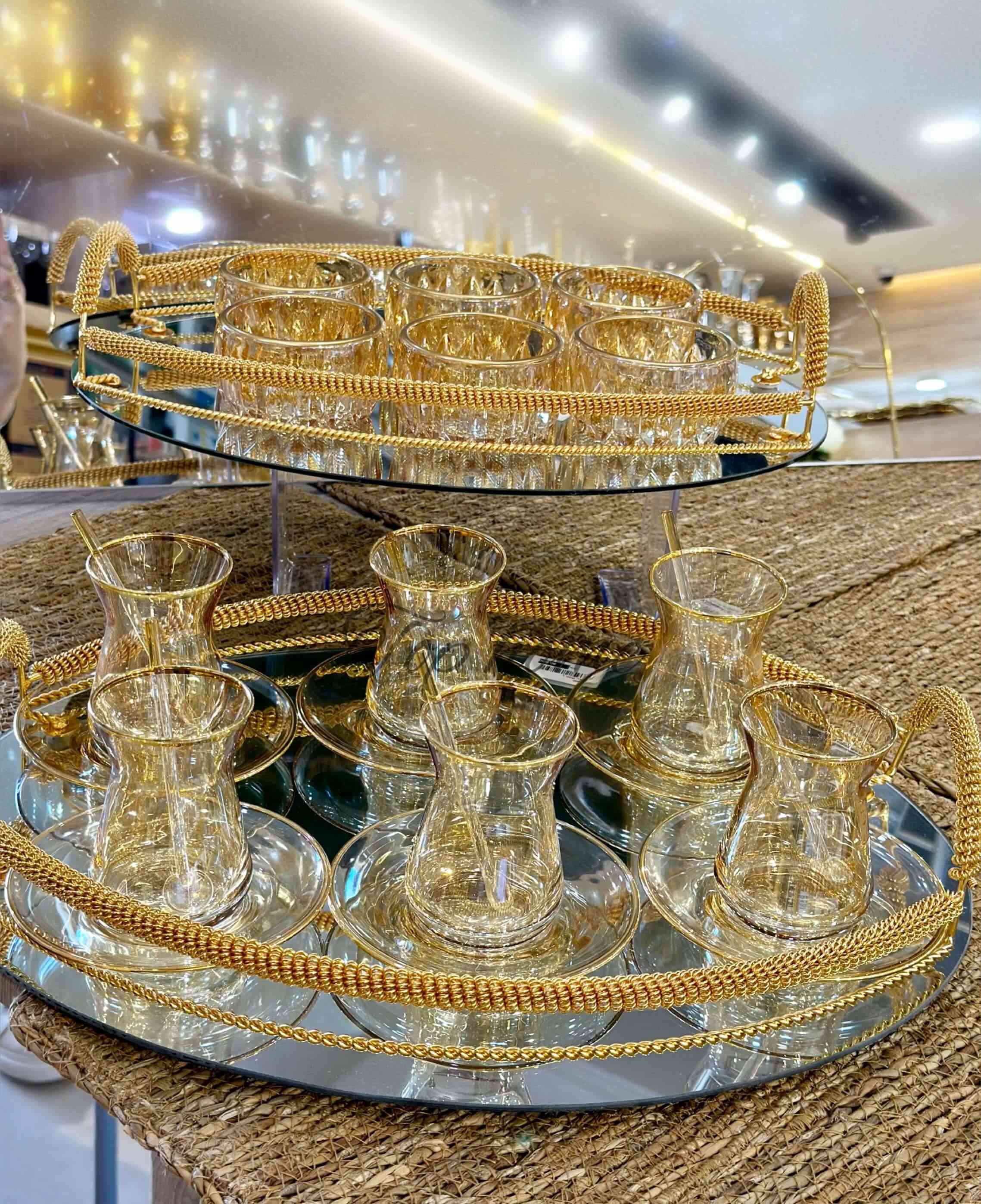 Service à Thé en Verre 12 pièces Doré — vue 3