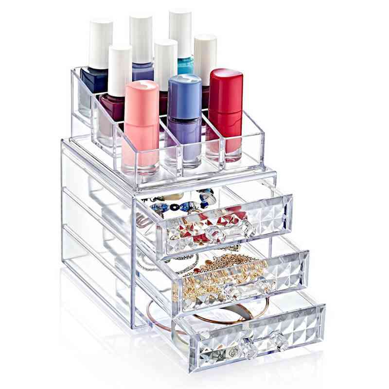 Organisateur de Maquillage 3 Tiroirs À Motif Diamant — vue 2