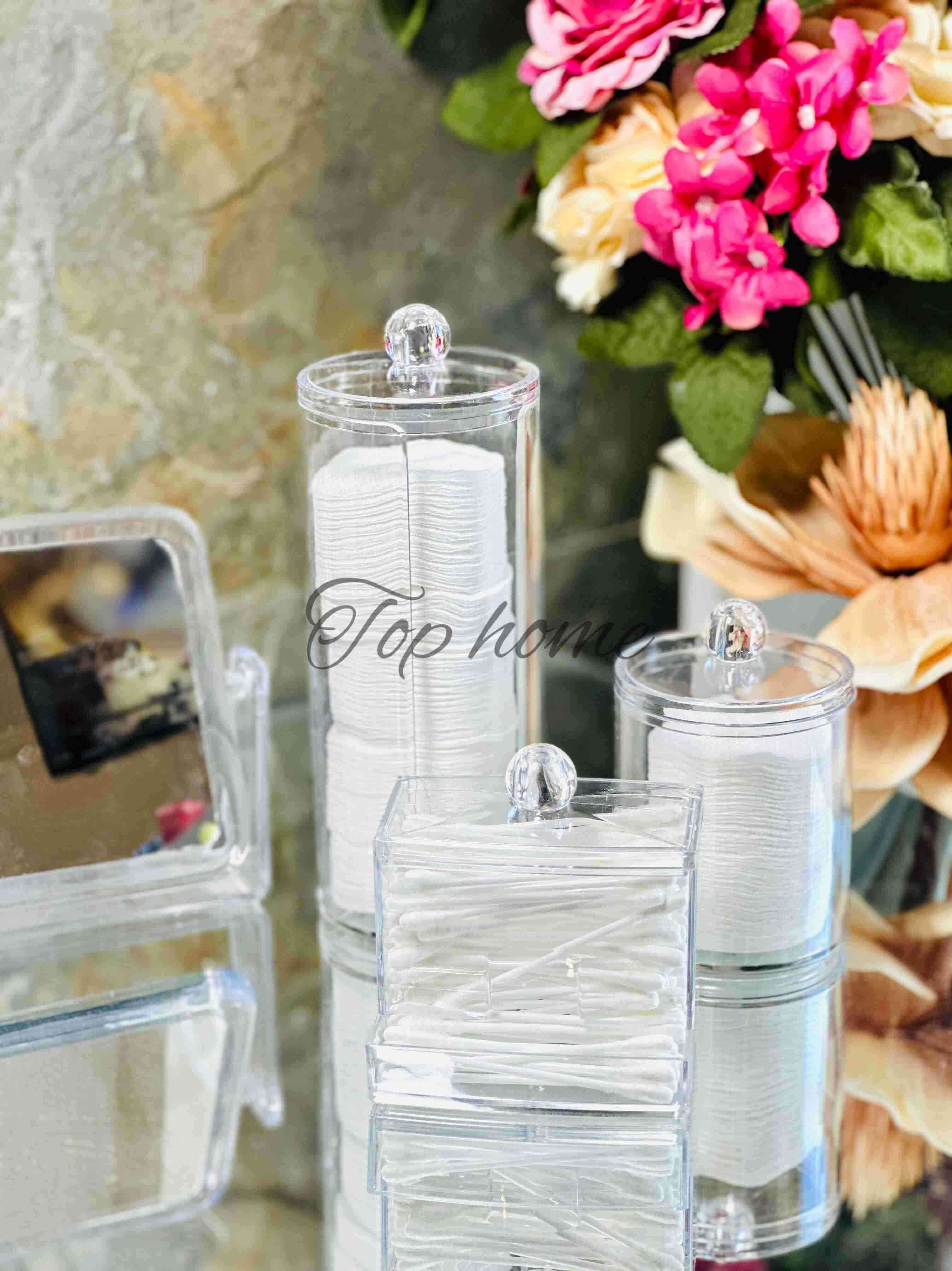 Lot de 3 boites de rangement Coton et bâtonnets transparent — vue 2