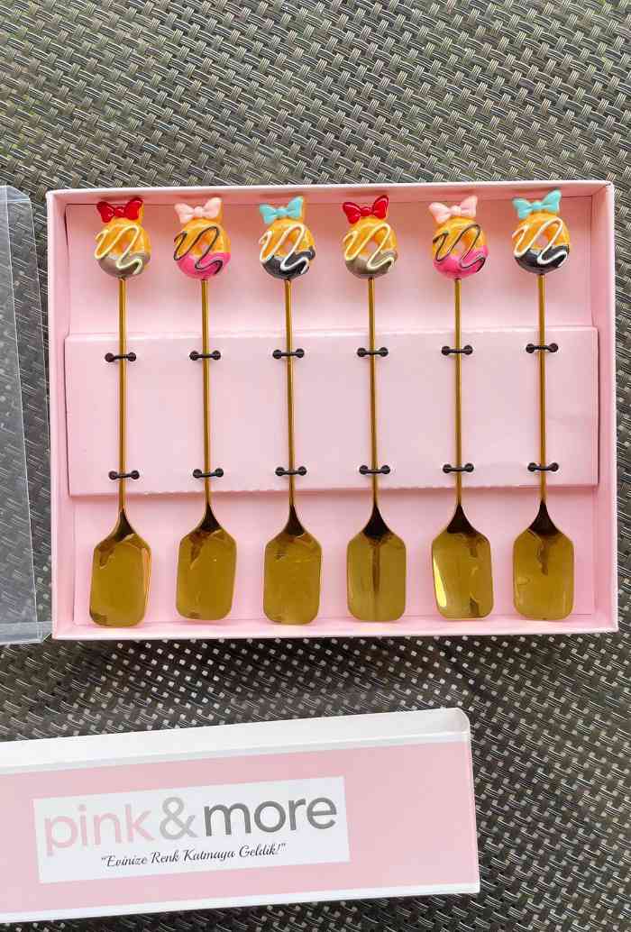 Lot de 6 cuillères à café mignonnes en acier inoxydable — vue 3