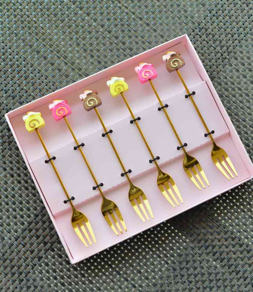 Lot de 6 Fourchettes mignonnes en acier inoxydable — vue 4