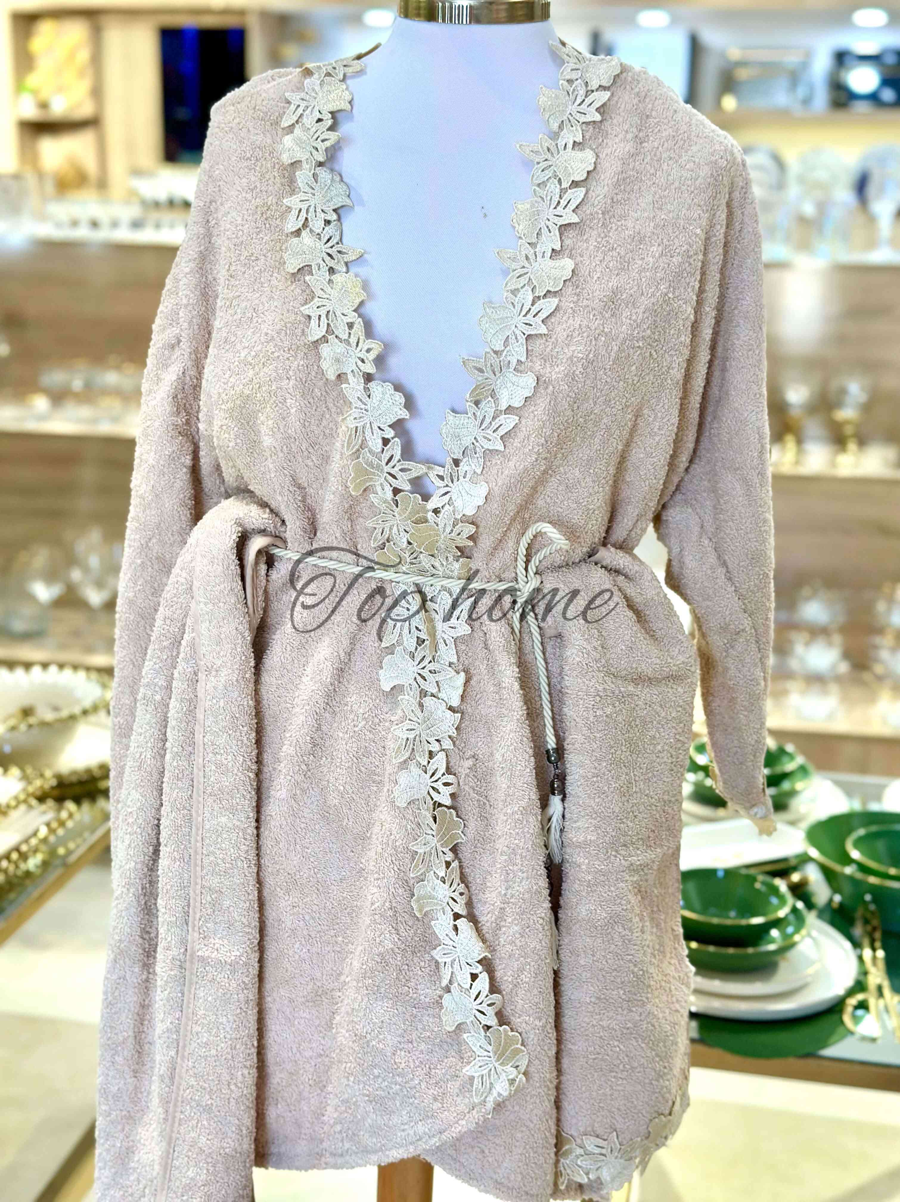 Peignoir de Bain Femme Beige — vue 3
