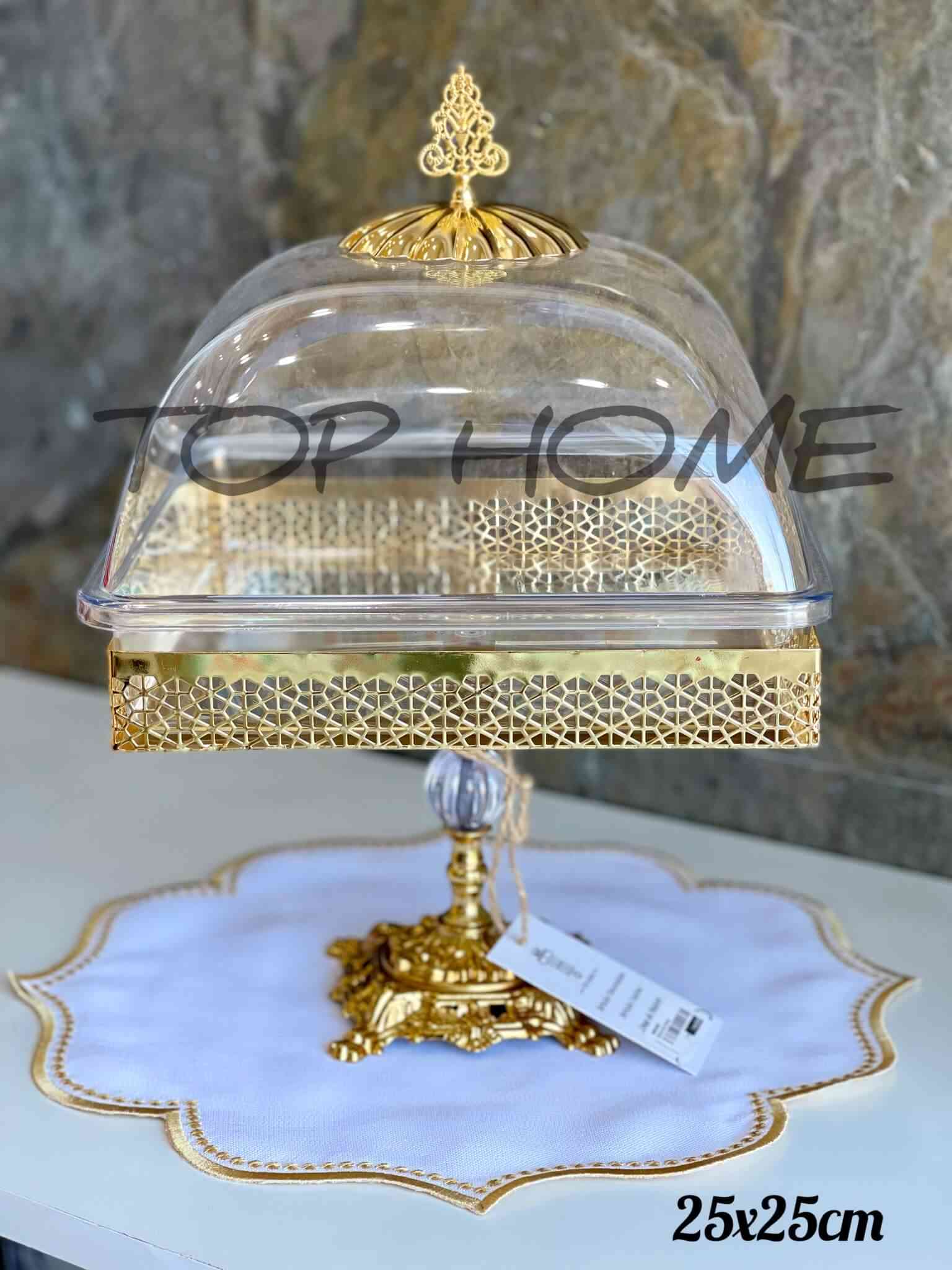 Présentoir cloche à gâteau sur pied 