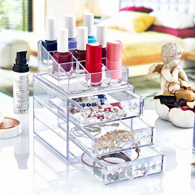 Organisateur de Maquillage 3 Tiroirs À Motif Diamant — vue 3