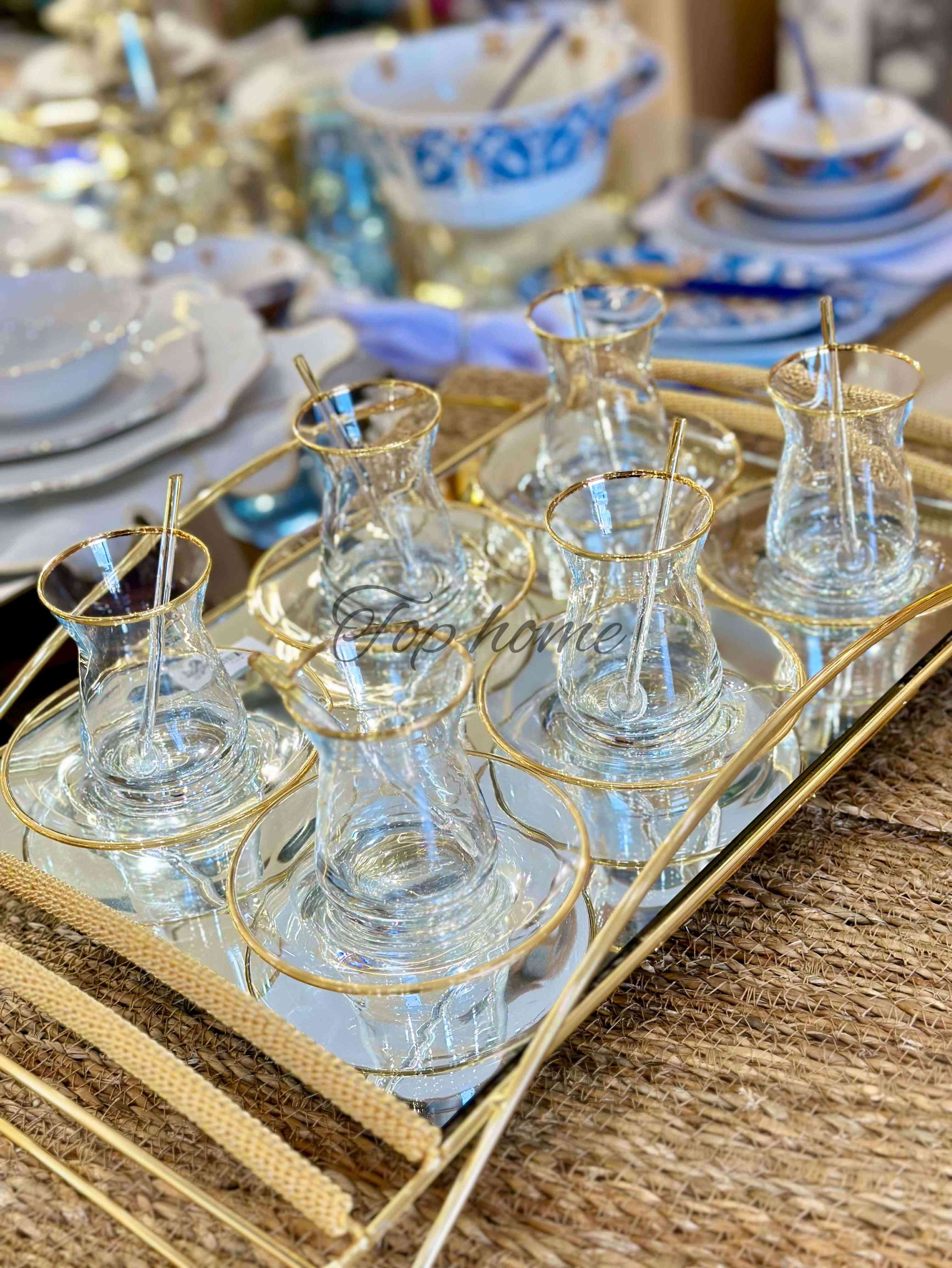 Service à Thé en Verre 12 pièces Transparent