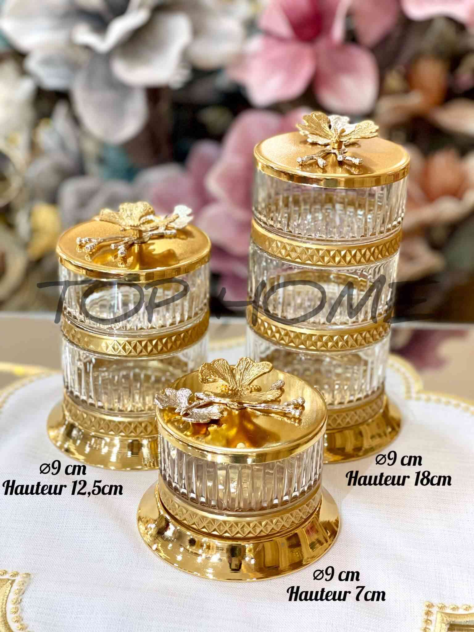 Lot de 3 Bonbonnières en Verre