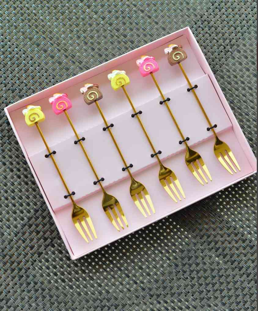 Lot de 6 Fourchettes mignonnes en acier inoxydable 