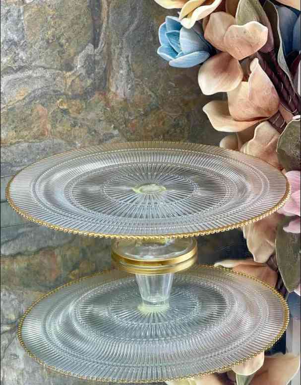  Présentoir à gâteau sur pied rond en verre