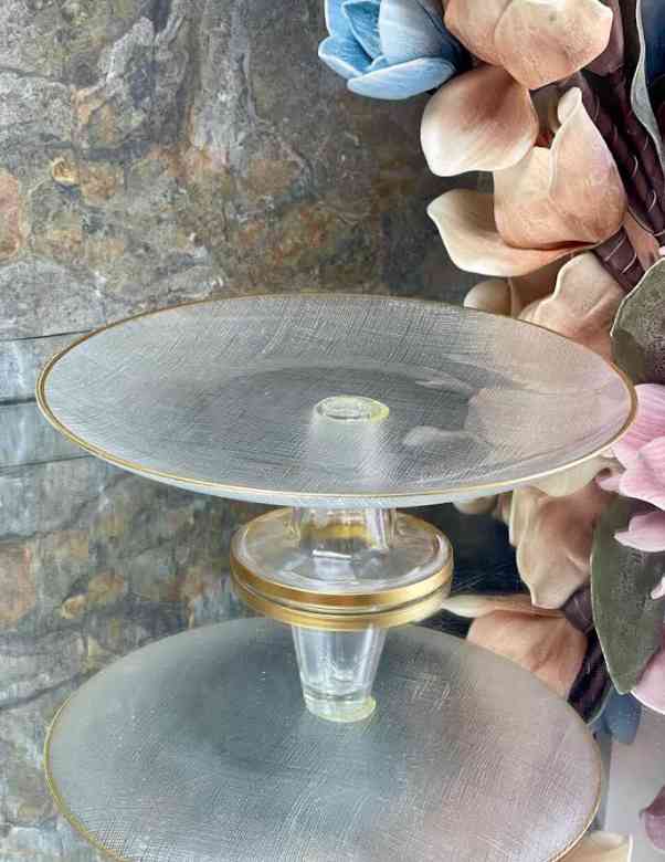  Présentoir à gâteau sur pied rond en verre
