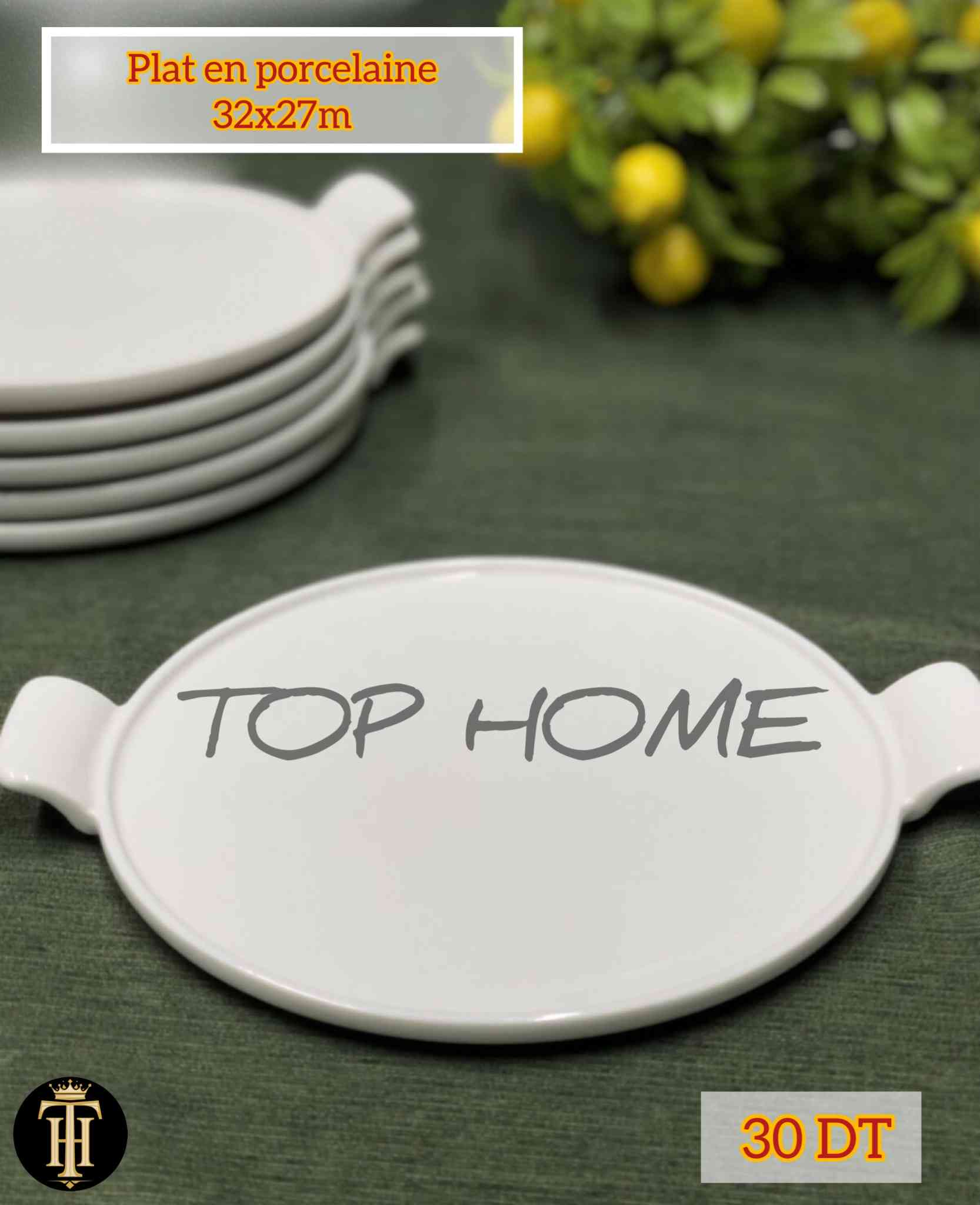 Assiette de présentation ronde en porcelaine 32*27cm