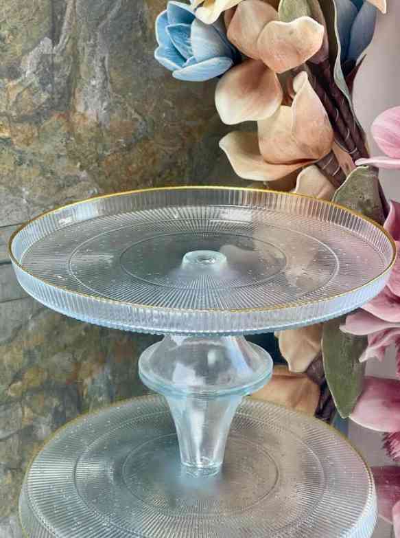  Présentoir à gâteau sur pied rond en verre