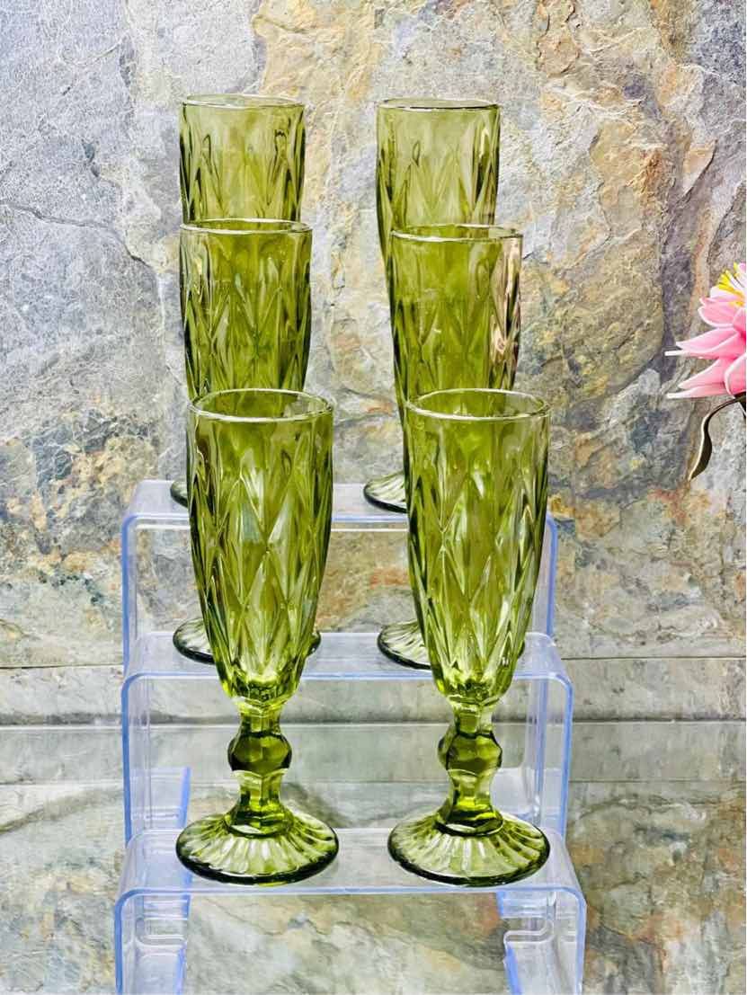 Pack de 6 Flûtes En Verre - Vert	