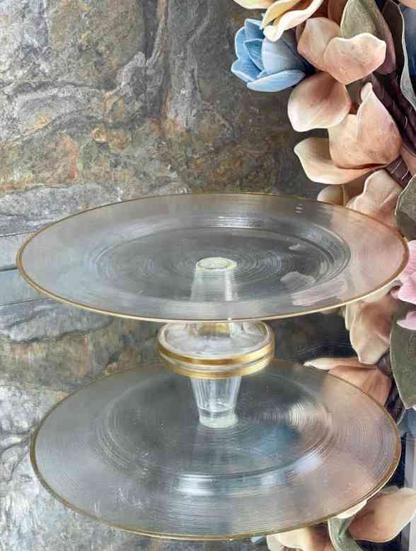 Présentoir à gâteau sur pied rond en verre 