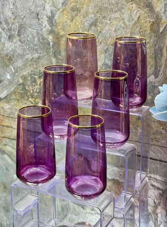 Lot De 6 Verres A Eau Violet 400ML