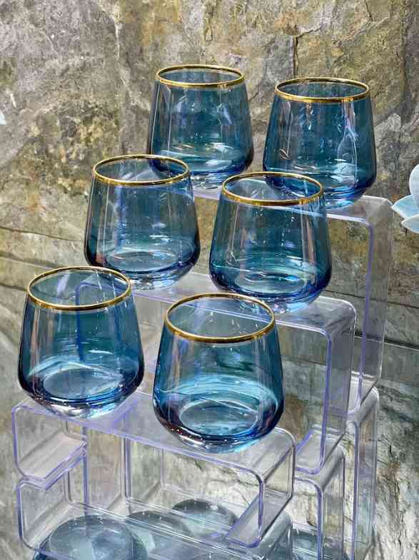 Lot de 6 verres à Eau Bleu