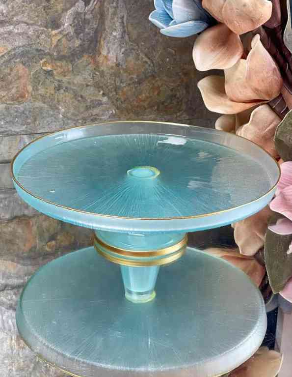 Présentoir à gâteau sur pied rond en verre 