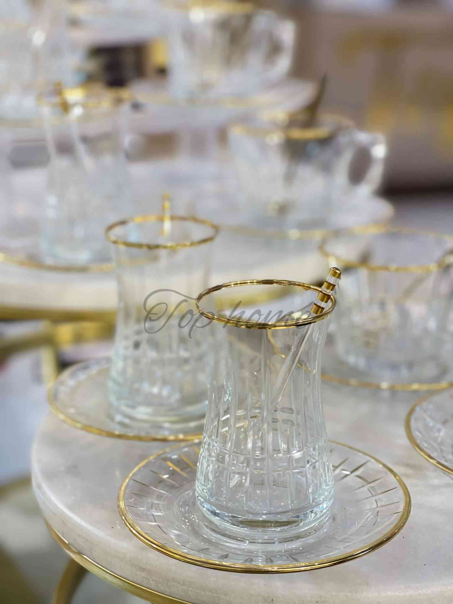 Service à Thé en Verre 12 pièces Transparent	
