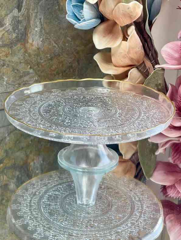Présentoir à gâteau sur pied rond en verre