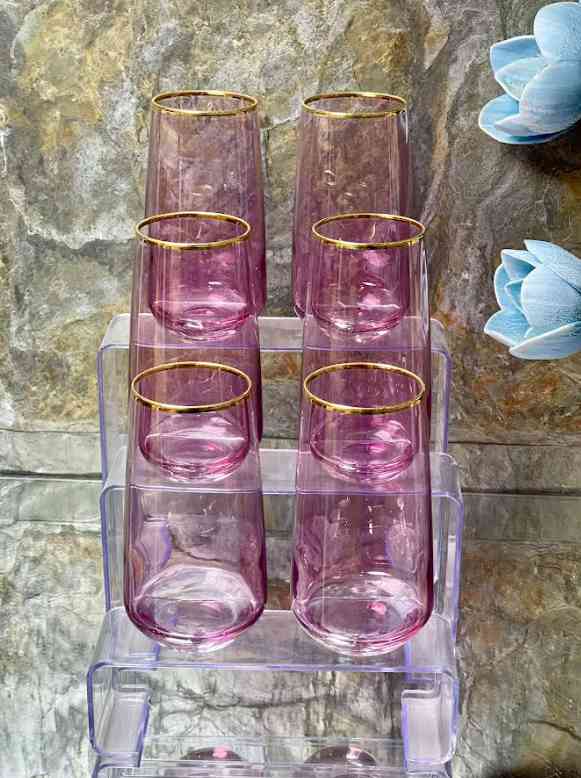 Lot De 6 Verres A Eau Rose 400ML