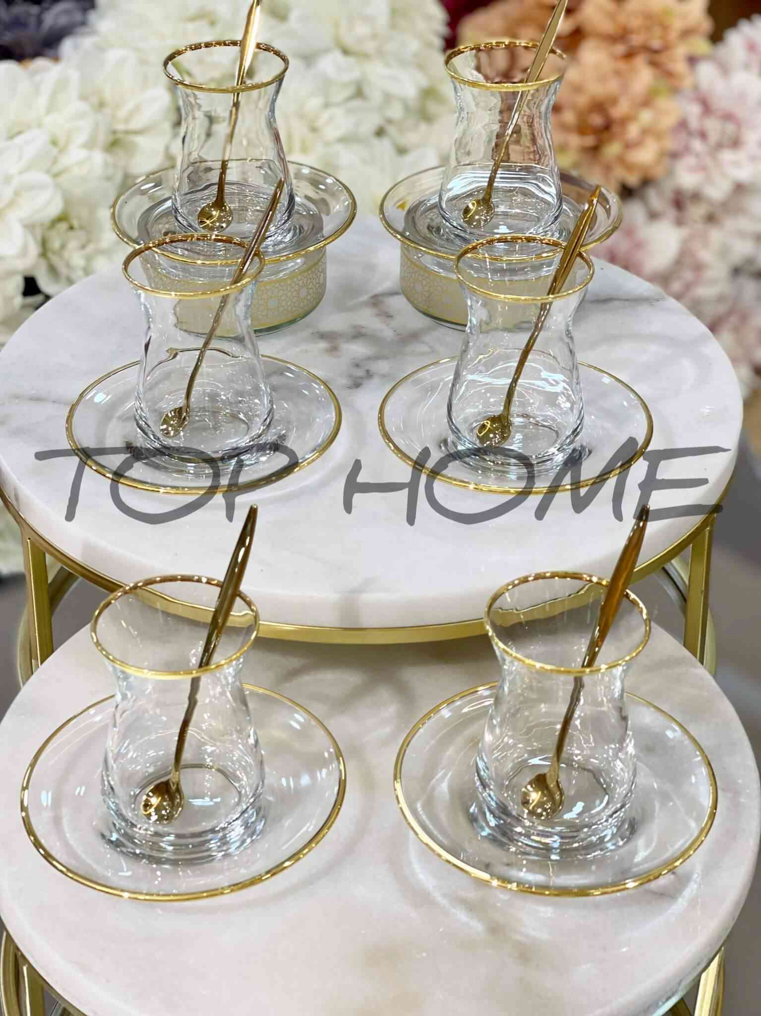 Service à Thé en Verre 12 pièces Transparent	