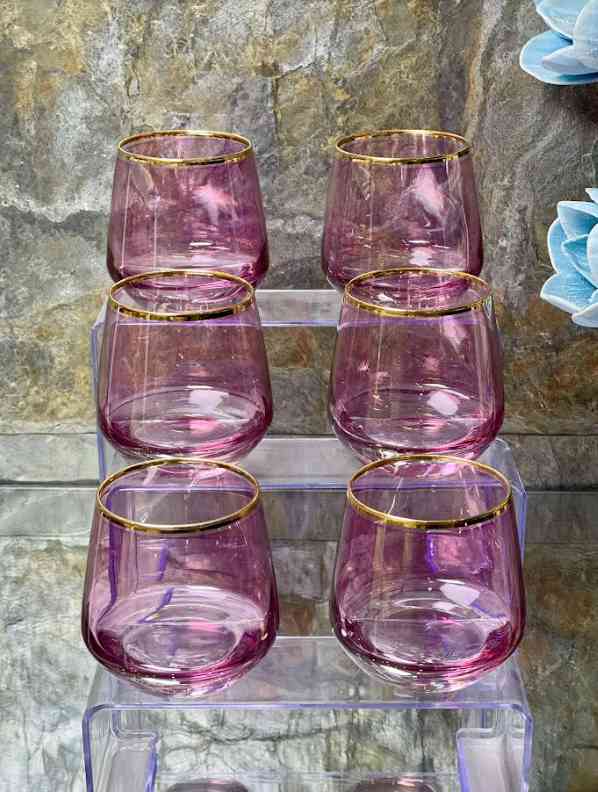 Lot de 6 verres à Eau Rose