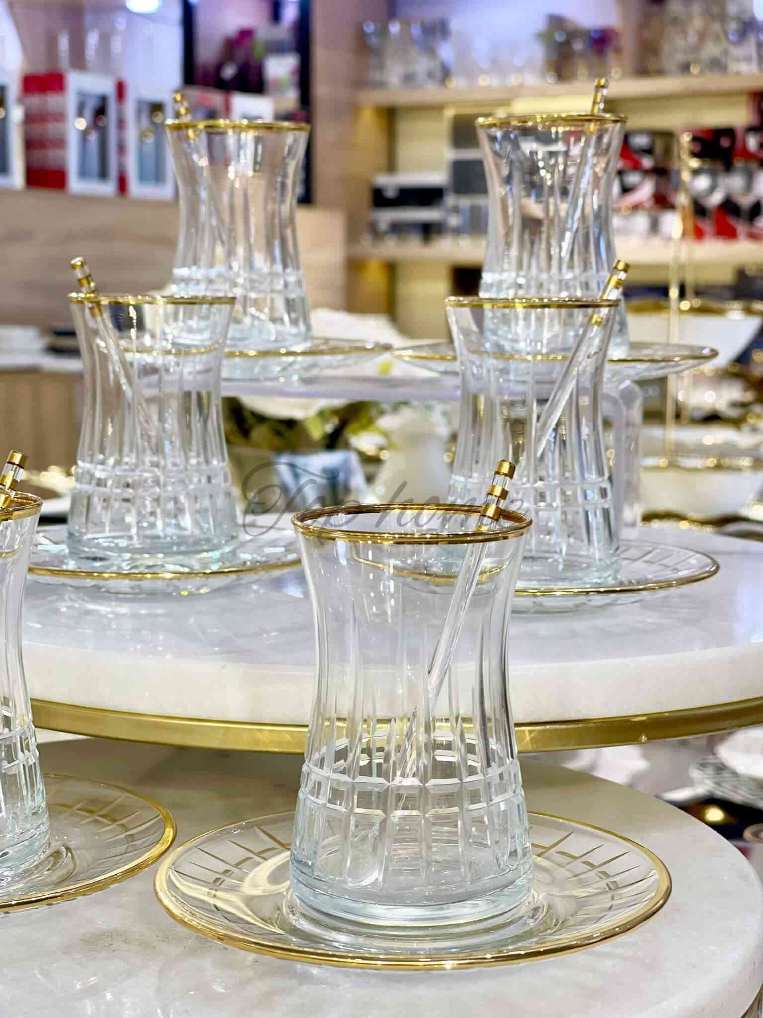 Service à Thé en Verre 12 pièces Transparent	