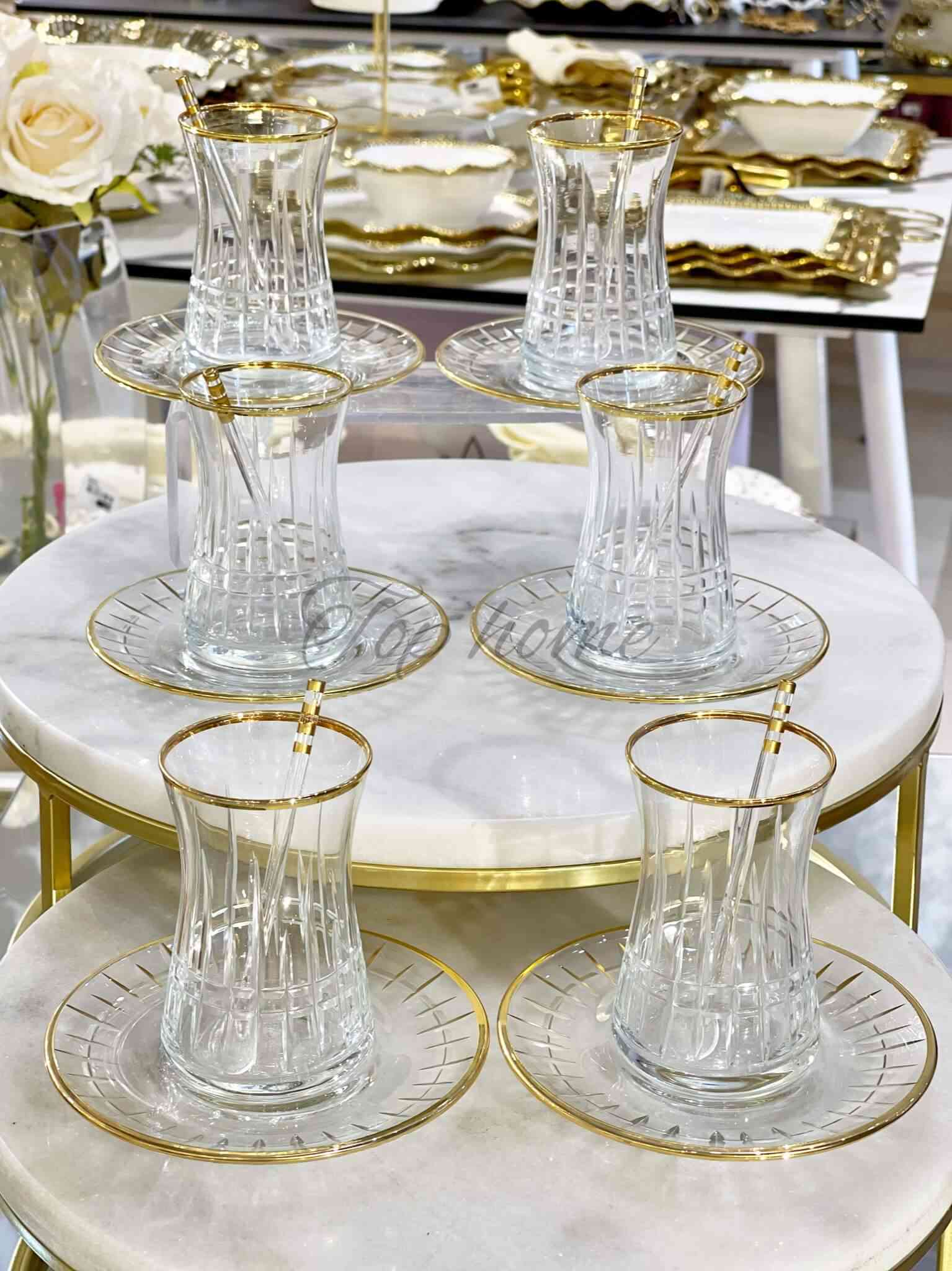 Service à Thé en Verre 12 pièces Transparent	
