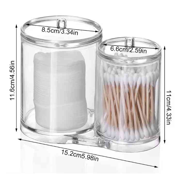 Boîte de Rangement pour Coton-Tige, Boule de Coton à 2 Fentes en Acrylique avec Couvercle