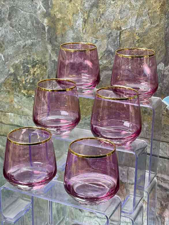 Lot de 6 verres à Eau Rose