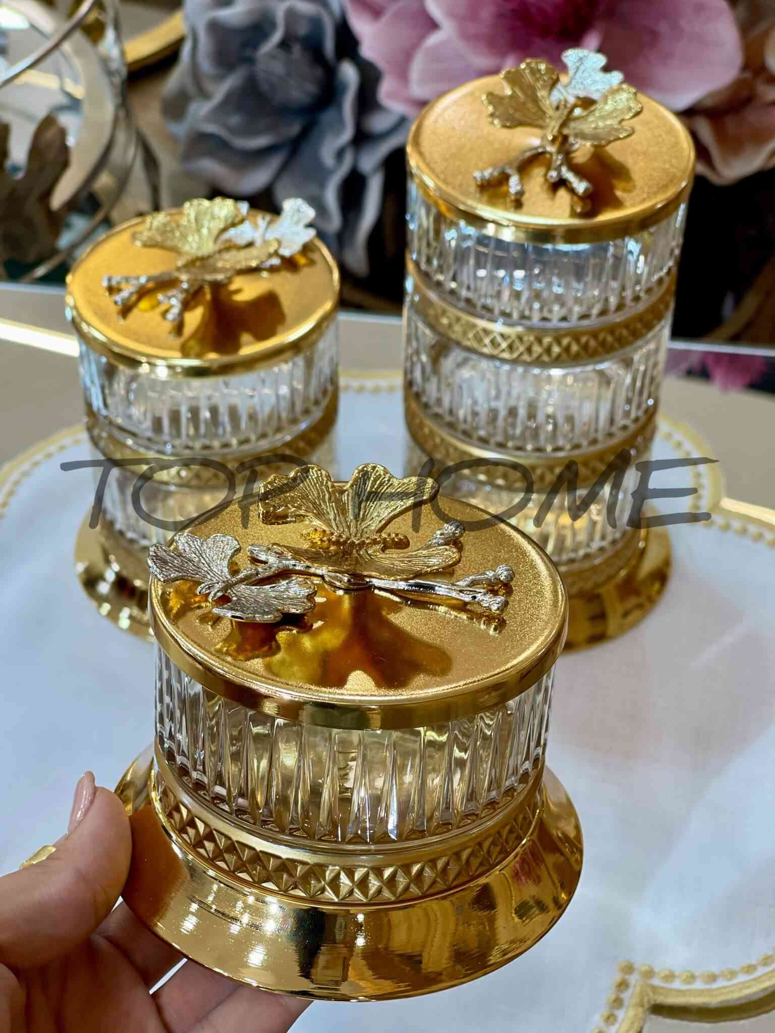 Lot de 3 Bonbonnières en Verre	