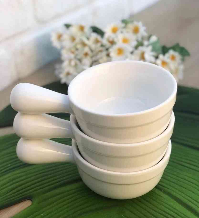 Lot de 3 Ramequins en porcelaine 19*11.5*6h