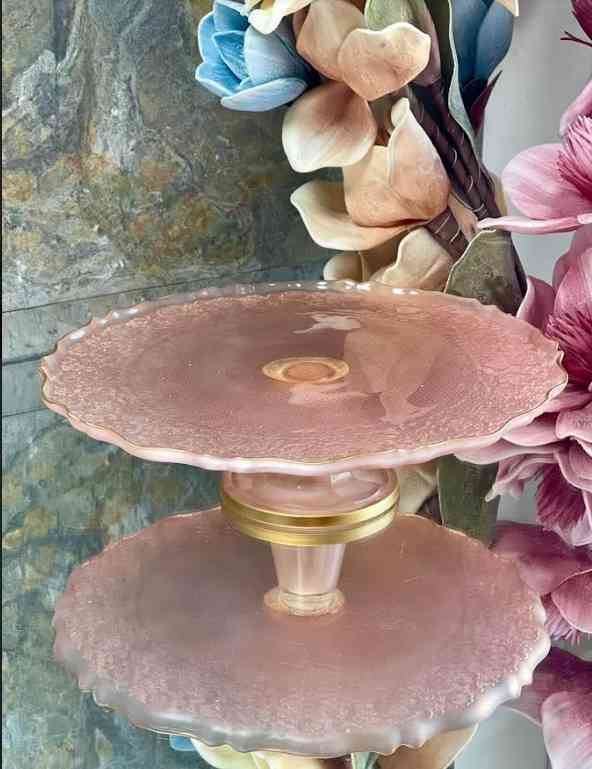  Présentoir à gâteau sur pied rond en verre