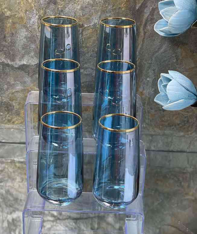Lot De 6 Verres A Eau Bleu 400ML