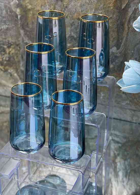 Lot De 6 Verres A Eau Bleu 400ML