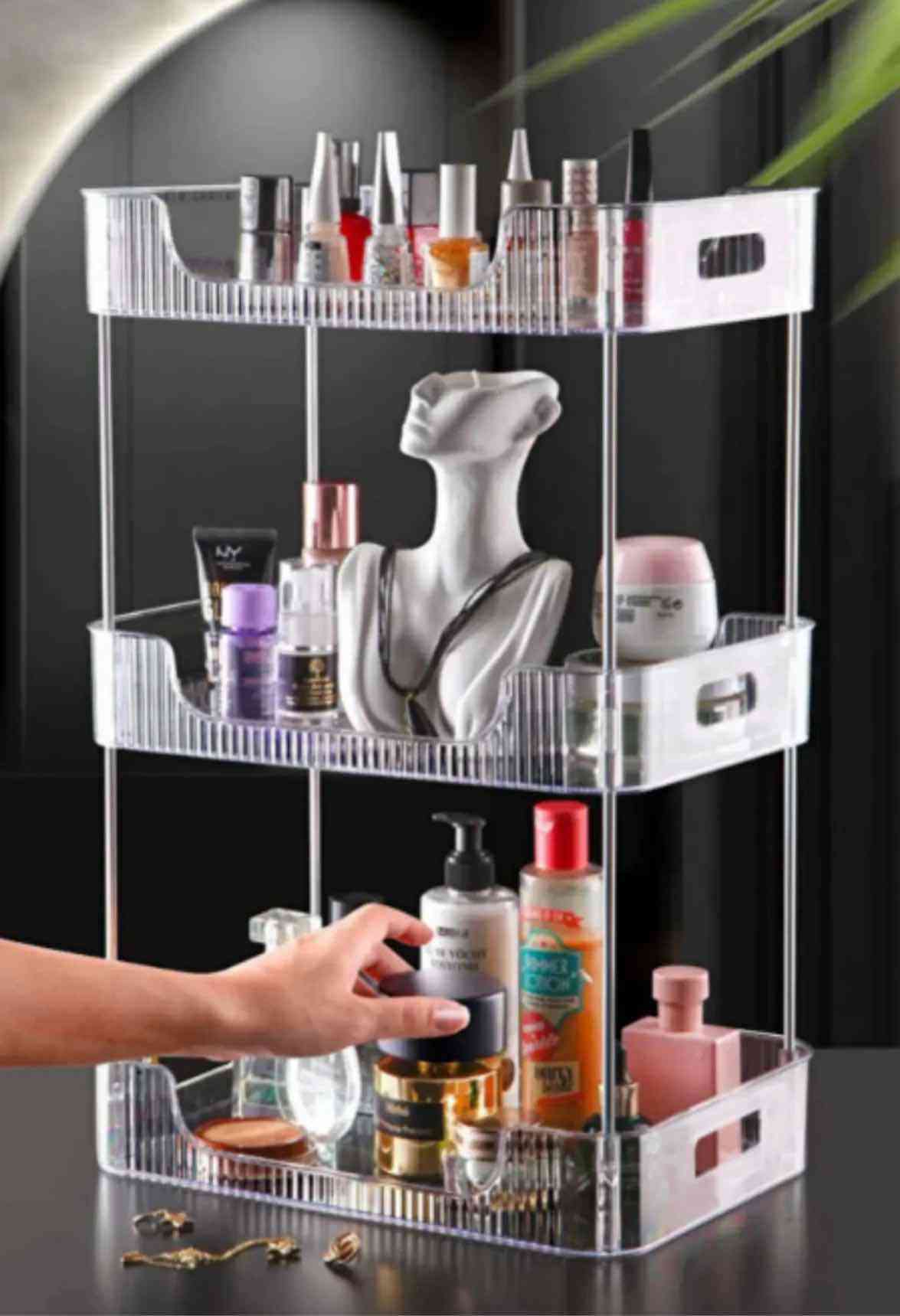 Étagère de rangement pour cosmétiques robuste - Grande capacité - Pour salle de bain et cuisine
