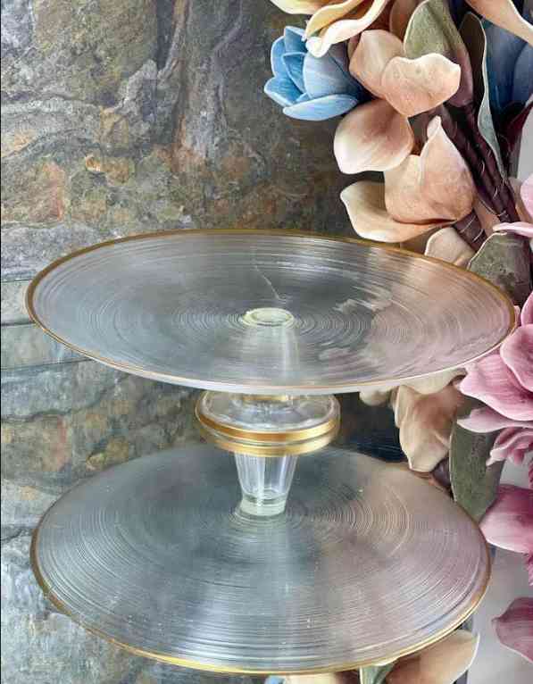 Présentoir à gâteau sur pied rond en verre