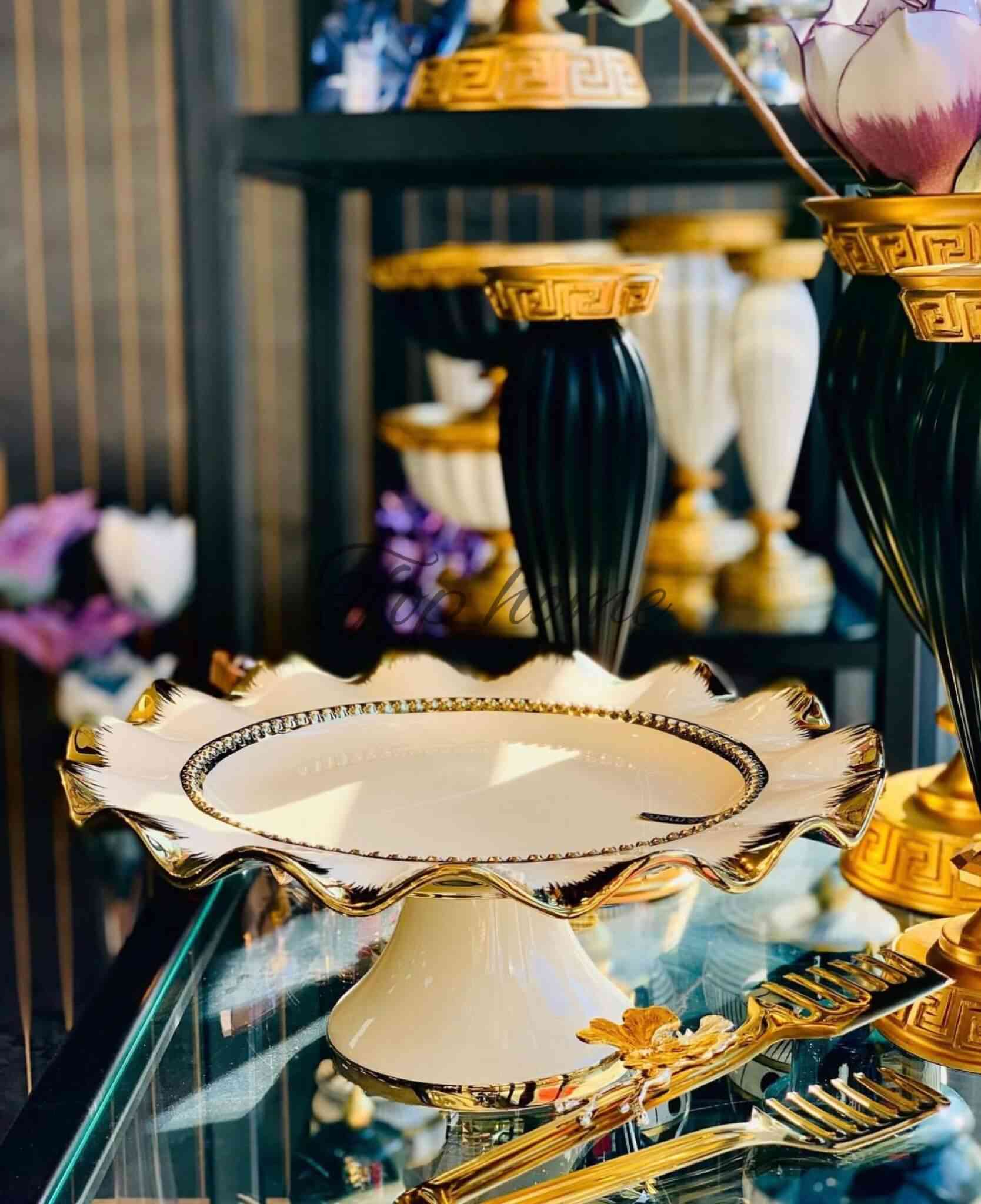 Présentoir À Gâteaux Sur Pied Porcelaine
