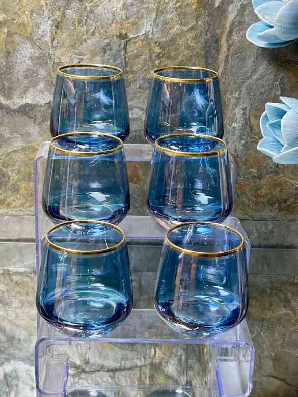Lot de 6 verres à Eau Bleu