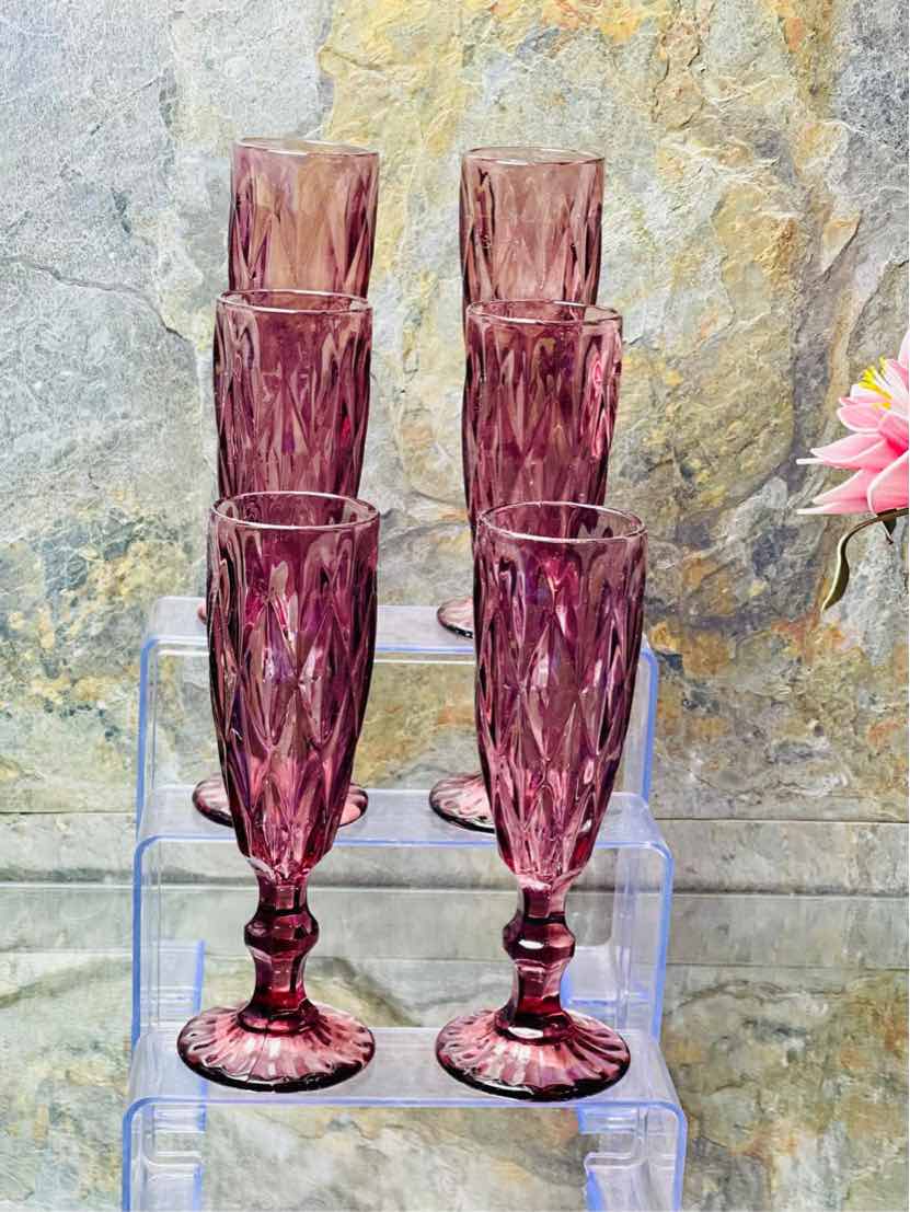 Pack de 6 Flûtes En Verre	- Violet
