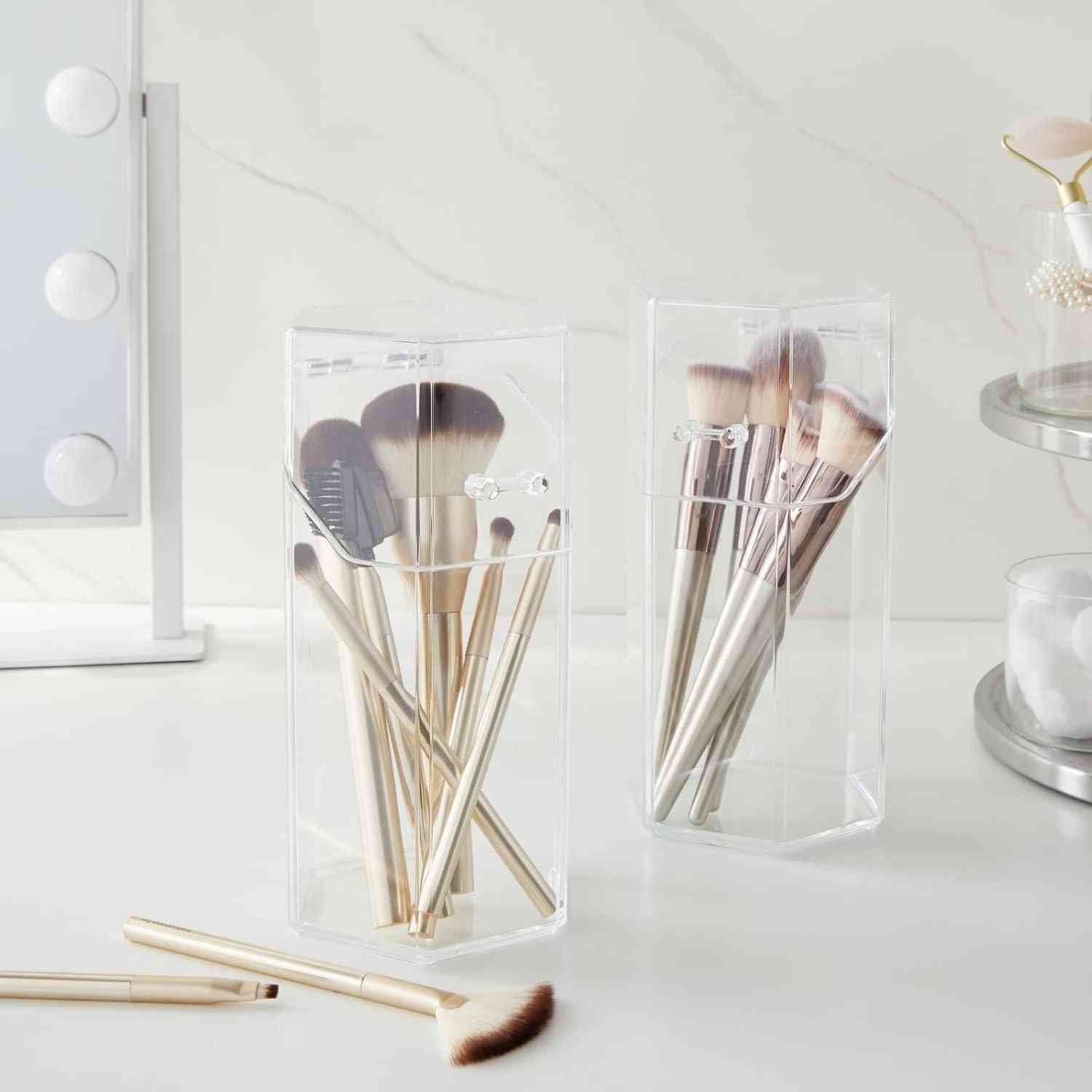 Organisateur Cosmétique Avec Couvercle Pour Maquillage Et Pinceaux