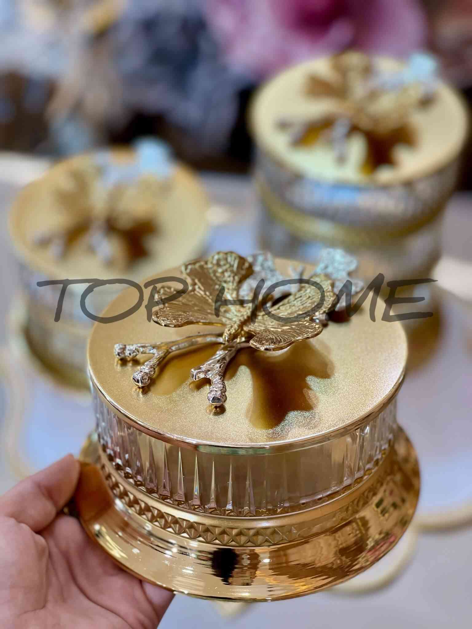 Lot de 3 Bonbonnières en Verre